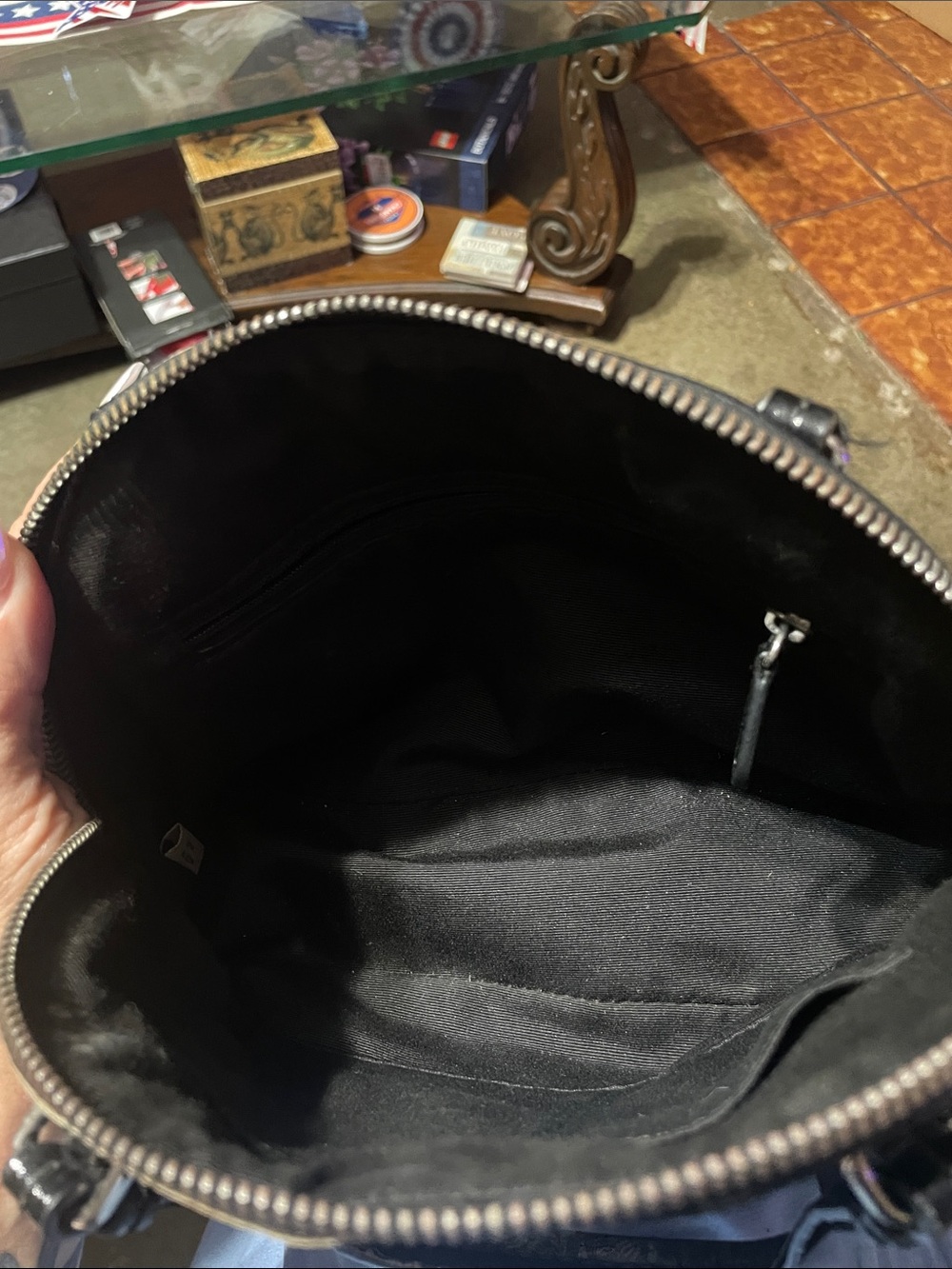 Coach Black and Burgundy Plaid Dome Satchel - Picture 2 of 2